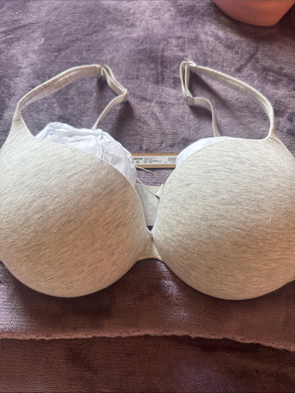 SKIMS Everyday Cotton Heather Gray T-Shirt Bra - Soft Molded Cups